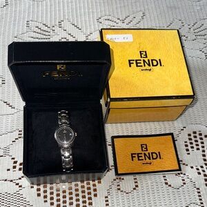 Fendi Black and Silver Watch with Box